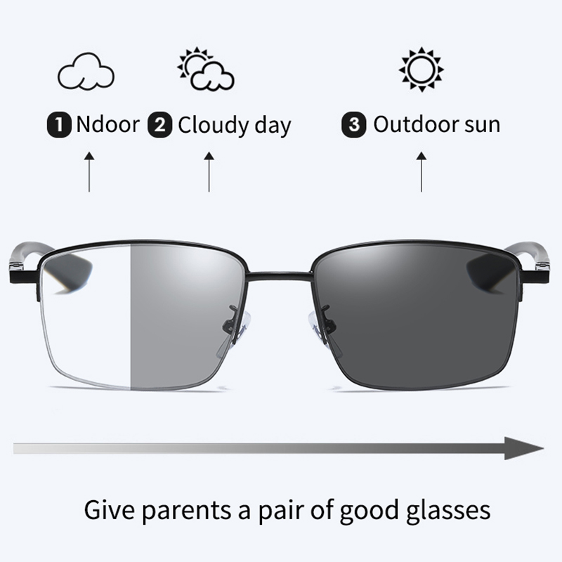 Eyewear Unisex tr90 Multifocal Progressive Photochromic Anti Blue Light Glasses See Far Near Reading Glasses