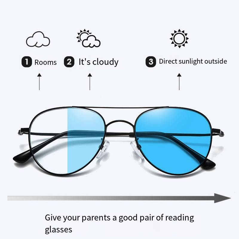 Durable Photochromic Blue Light Blocking Glasses Progressive Multifocal Presbyopic Glasses