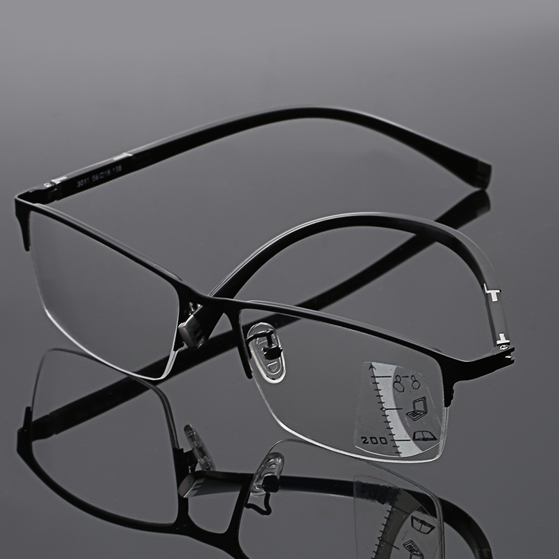 Anti Blue Light Half Frame Photochromic Transition Multifocal Progressive Ajustable Lens Reading Glasses
