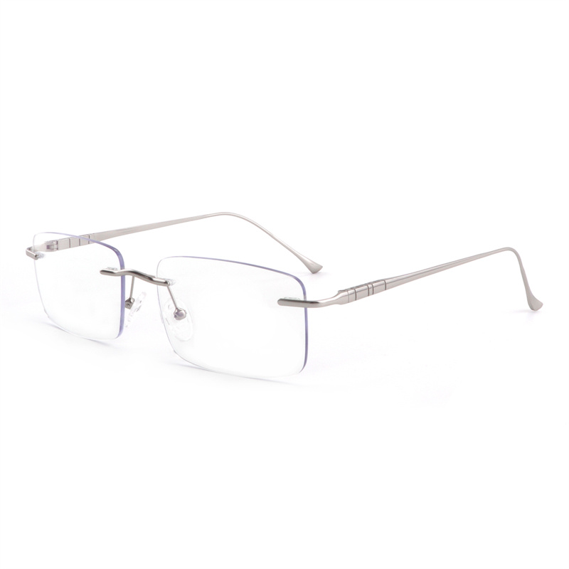 Frameless Photochromic Glasses Non Prescription for Women Men,Rimless Readers Blue Light Metal Classic Computer Eyeglasses Anti Eyestrain
