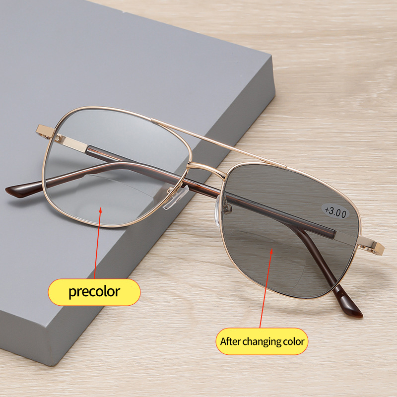 Wholesale price OEM custom fashion style men women anti blue light progressive reading glasses with photochromic multifocal lens