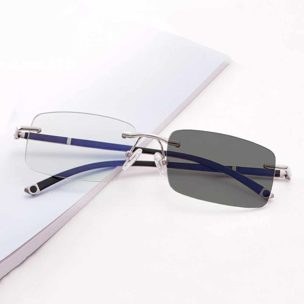Rimless Optical Glasses Computer Anti Blue Light Blocking Glasses Women and Men Photochromic Glasses Frame
