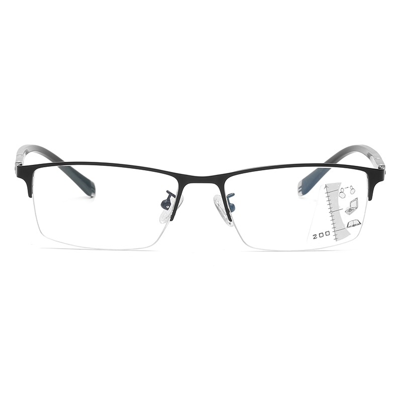 Anti Blue Light Half Frame Photochromic Transition Multifocal Progressive Ajustable Lens Reading Glasses