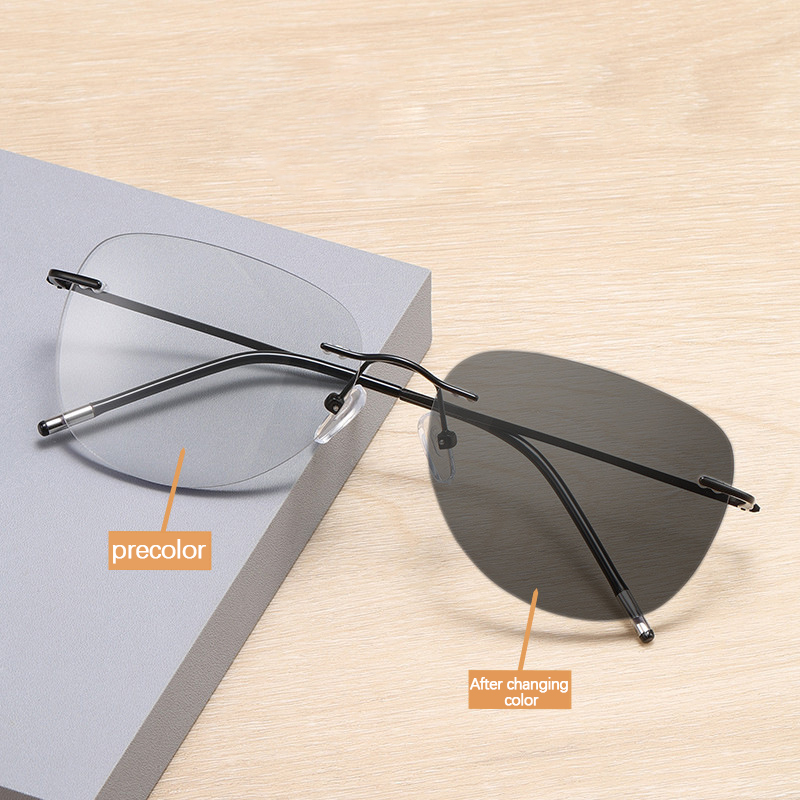 Metal Frame Color Changing Eyeglasses Anti Blue Light Photochromic Glasses Unisex Corrective Eyeglasses Reading Glasses