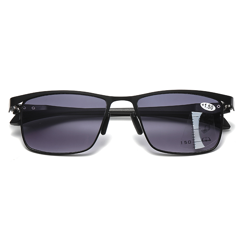 TR90 Half Rim Rectangle Multi Focus Progressive Reading Sunglasses for Men Women Readers. Trifocal Sun Readers Blue Light Blocking Glasses.