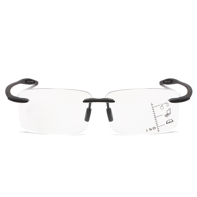 Rimless Progressive Multifocal Reading Glasses Presbyopic Eyewear Blue Light FilterProtection Metal Eyeglasses