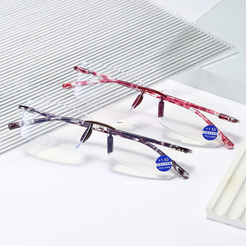 Rimless Reading Glasses for Men Women Blue Light Blocking Readers