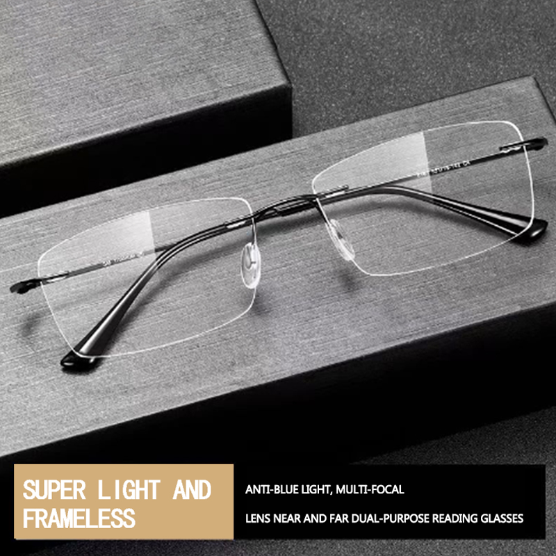 Wholesale Rimless Superelastic flexible leg fashion business style reading glasses