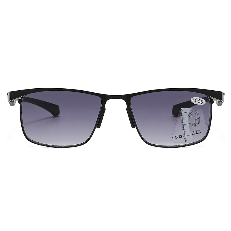TR90 Half Rim Rectangle Multi Focus Progressive Reading Sunglasses for Men Women Readers. Trifocal Sun Readers Blue Light Blocking Glasses.