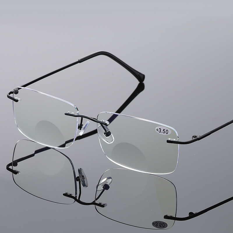 Rimless Bifocal Reading Glasses for Men Woman, Blue Light Blocking Computer Readers,Anti UV Ray/Eye Strain/Glare