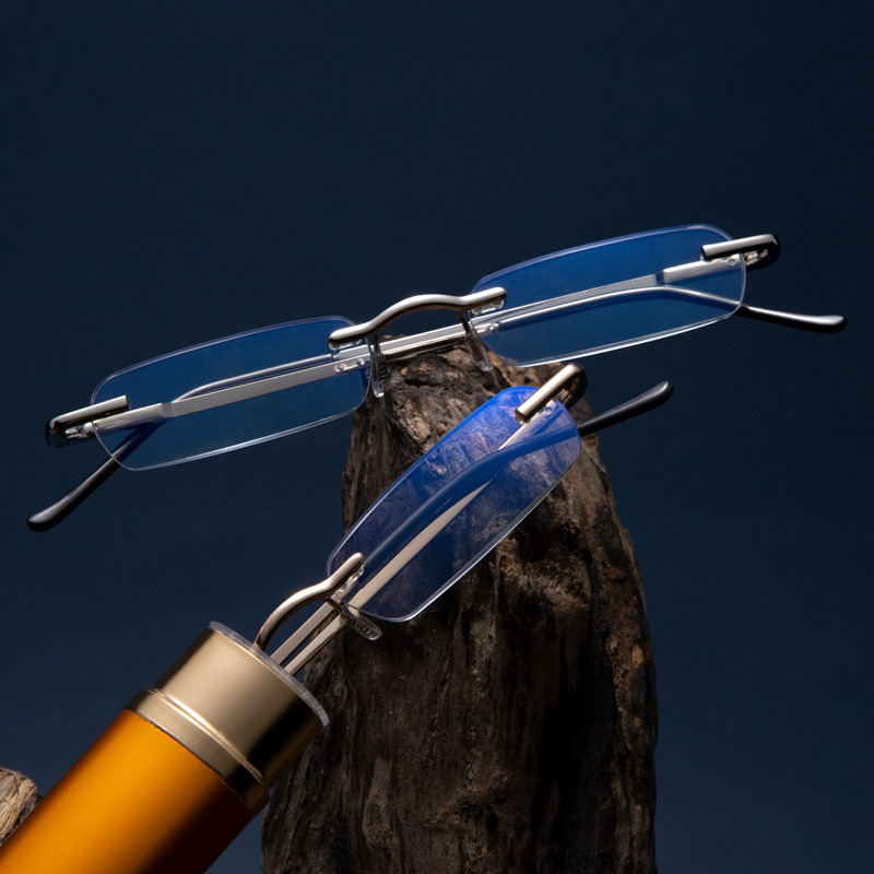 Metal business portable pen holder elderly magnifying reading glasses magnifier men women reader glasses frame