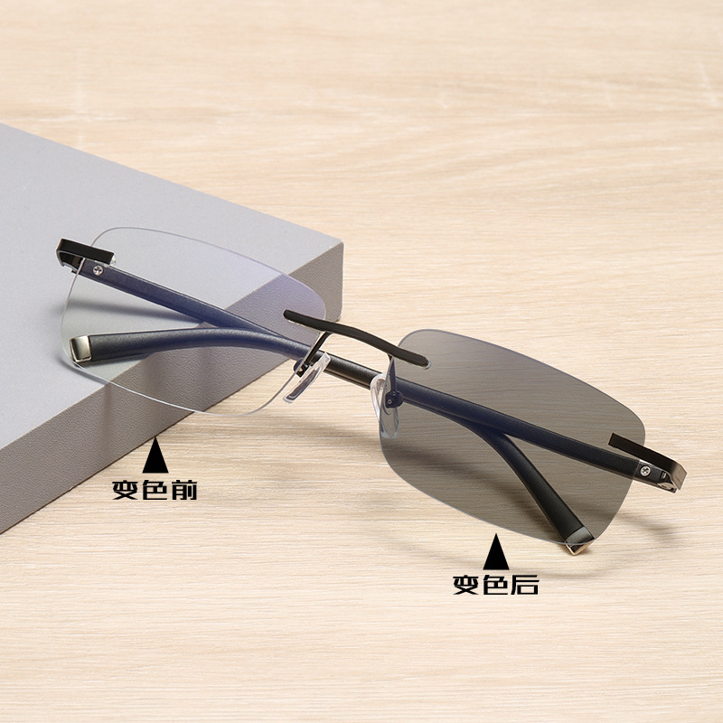 Frameless TR90 photochromic anti blue light glasses prescription glasses optical frames unisex multifocal reading glasses