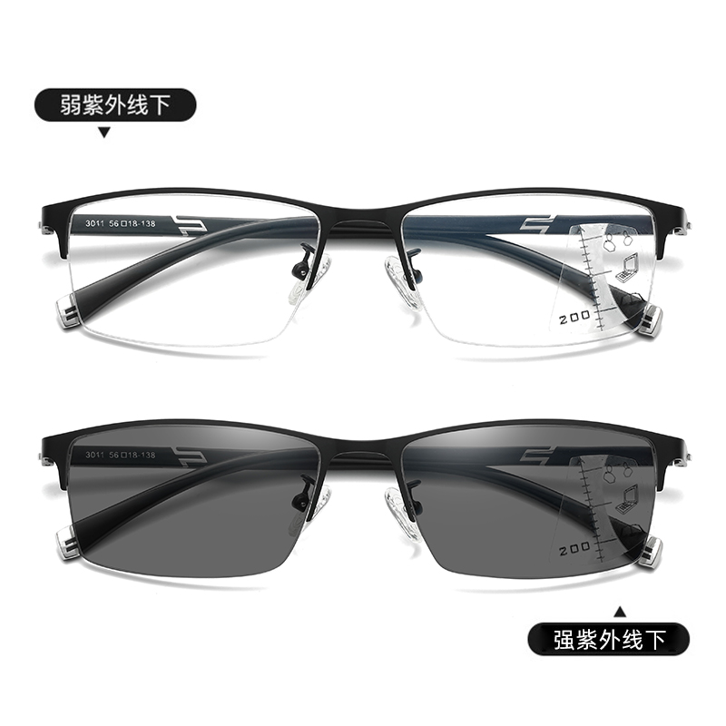 Anti Blue Light Half Frame Photochromic Transition Multifocal Progressive Ajustable Lens Reading Glasses