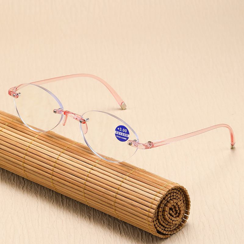 Rimless Reading Glasses Blue Light Blocking Anti Eyestrain Computer Reading Glasses for Women Readers