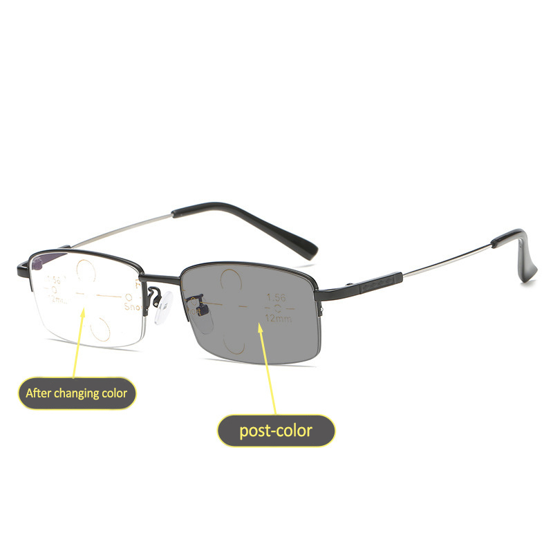 Square frame flexible arm reading glasses progressive photochromic lens blue anti light glasses for men reading glasses with prescription