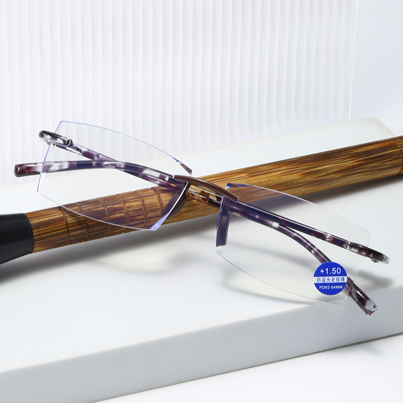 Rimless Reading Glasses for Men Women Blue Light Blocking Readers