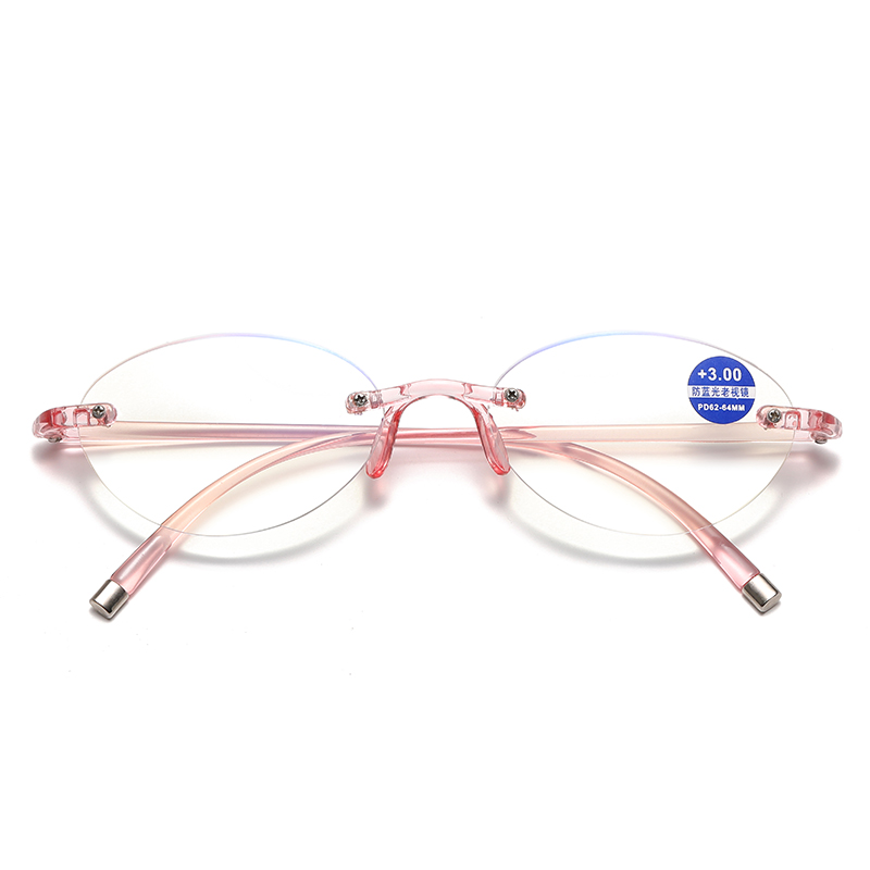 Rimless Reading Glasses Blue Light Blocking Anti Eyestrain Computer Reading Glasses for Women Readers