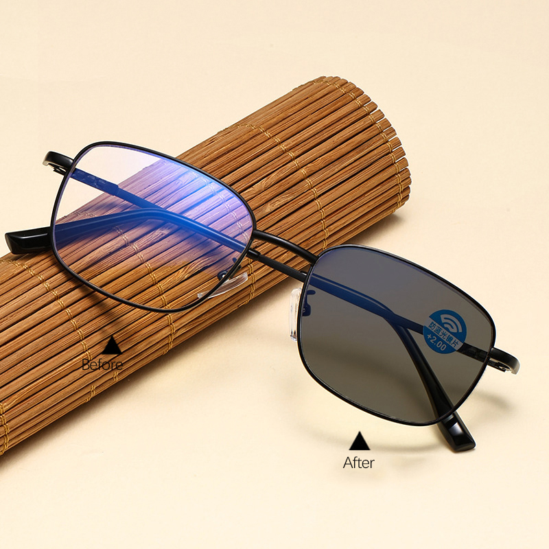 Metal Photochromic Anti Blue Light Blocking Computer Reading Glasses readers anti glare Women Men prescription Diopter 0 to 4.0