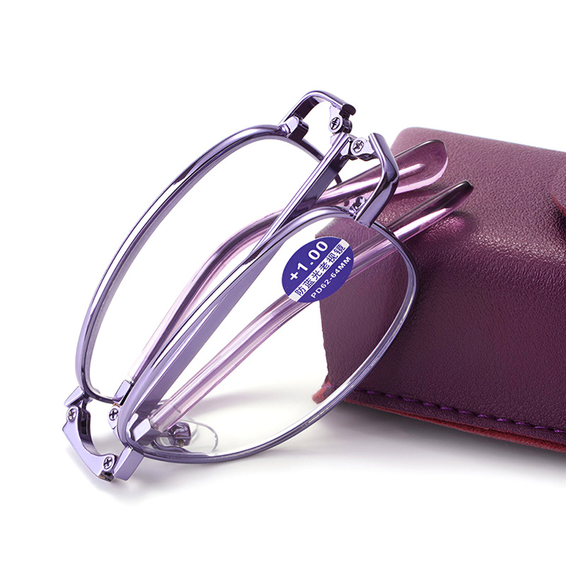 Vintage Free Cases Small Portable Metal Foldable Compact Women Folding Reading Retro Glasses