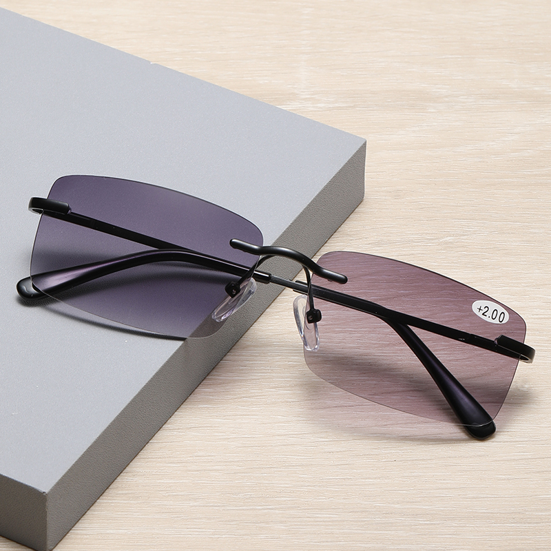 Reading Sunglasses for Women Men with Full Lens Readers - 2 IN 1 Tinted Outdoor Rimless Reading Glasses UV Sun Eyeglasses