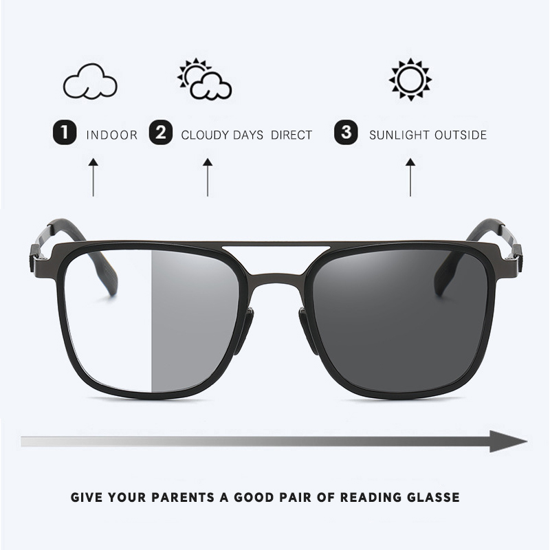 Blue Light Filter TR90 Frame Progressive Glasses For Women Man Distance And Reading Photochromic Multifocus Reading Glasses