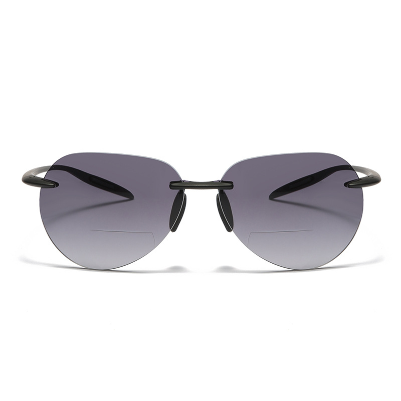 Classic Rimless Bifocal Reading Glasses Outdoor Sport Glasses tr90 for Cycling Gradient Presbyopic Sunglasses Men